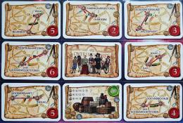 Ticket to Ride Amsterdam - ukázka karet tras a bonusové karty