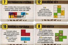 Výběr z celkem 6 karet pro variantu Městostatek (strana s bodovacími podmínkami)