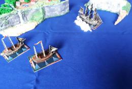 homemade scenéria i lode prispôsobené pre Sails of Glory (lode z Pirates of the Spanish main)