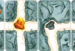 Startovní karta a tři cílové karty – 1x zlato a 2x černá skála