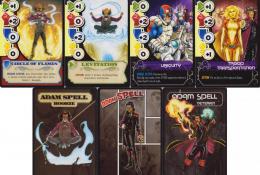 Power cards: Adam Spell. První 2 rookie level, druhé 2 veteran level, dole ruby dle levelu