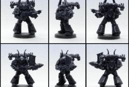 Velitel Chaos Space Marines (nahoře) + Heavy Chaos Space Marine (dole)