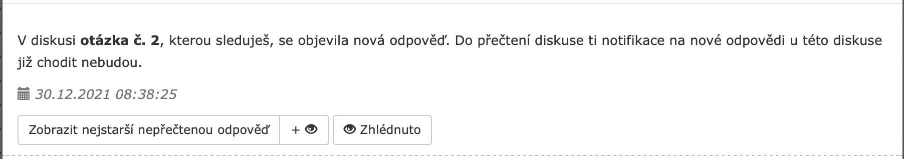 Podoba notifikace na novou odpověď